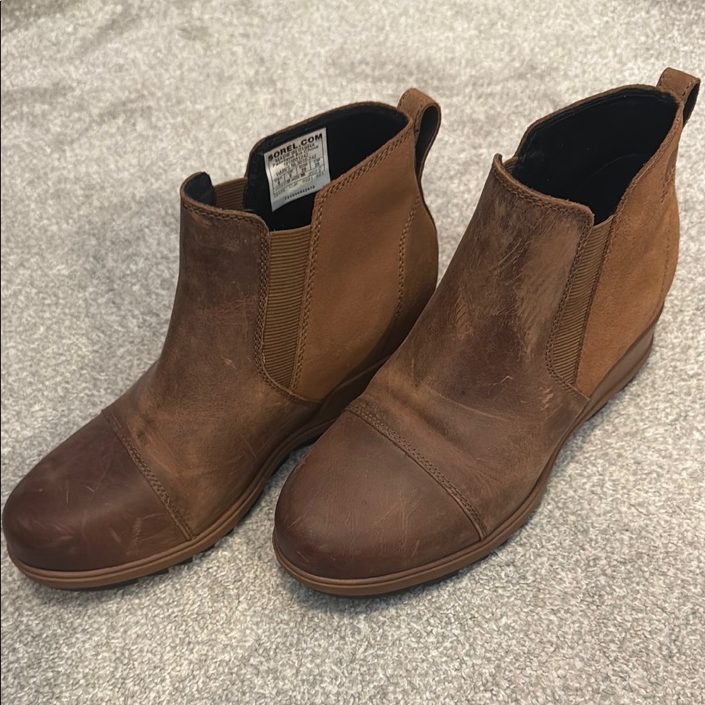Sorel Chestnut Leather Ankle Boots